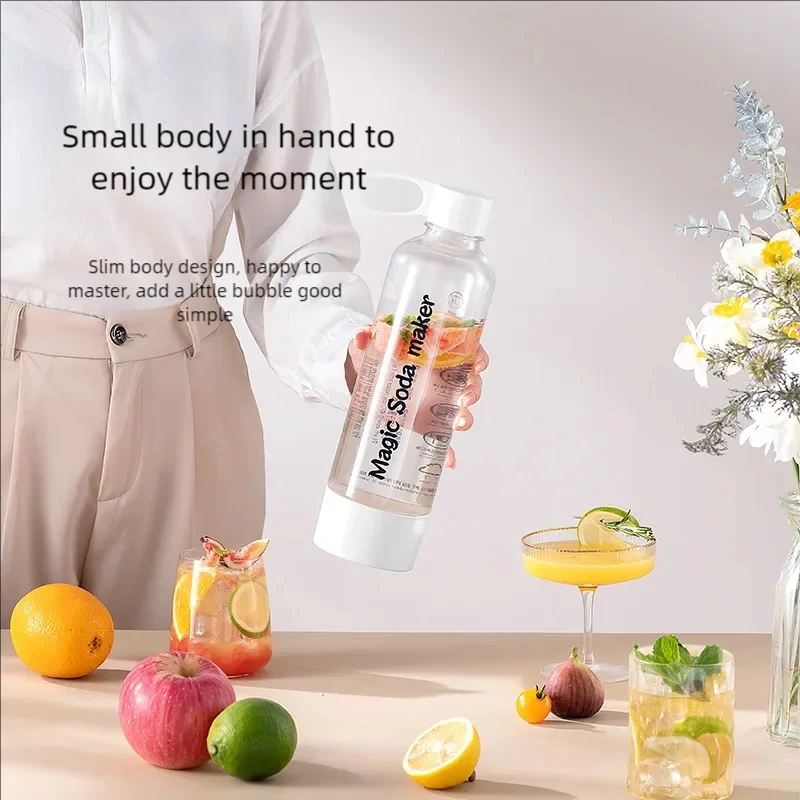 Soda Bubble Water Machine 1000ml Portable Self-made Carbonated Beverage Manual Soda Water Machine DIY Sparkling Juice Lemonade