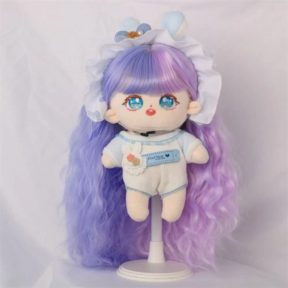 Gradient Color 20cm Cotton Wig Sweet Colorful Long Curly Hair Wig Handcraft Pink 20cm Cotton Hair Humanoid