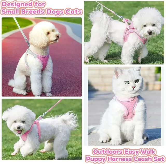 Breathable Pet Harness Escape-Proof Reflective Dog Harness for French Bulldog Harness Vest Puppy Pet Outdoor Walking Lead Leash 6