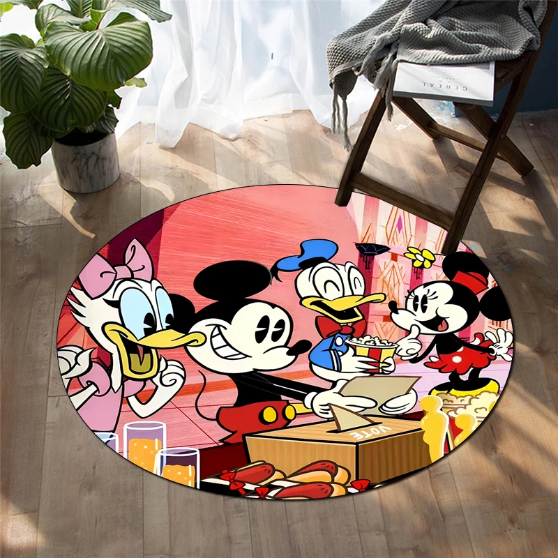 

Круглый ковер Микки Мауса для гостиной, коврики для кемпинга и пикника, противоскользящий ковер, коврик для йоги, подарки, ковры для гостиной