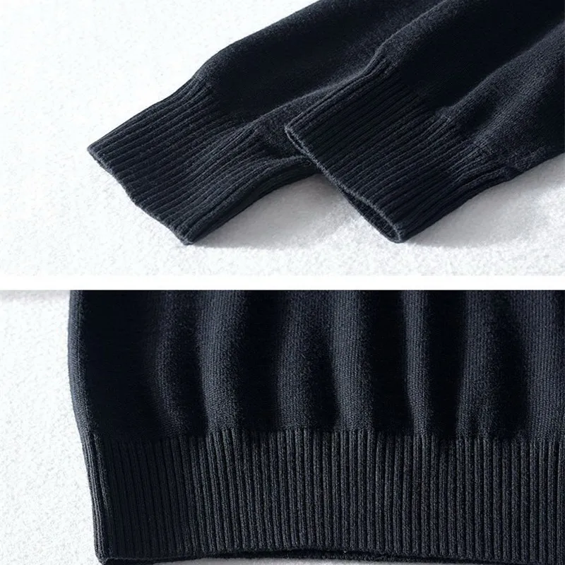 100% Cotton Men's Clothing Sweater Autumn Winter Turtleneck  Half Zipper Pullovers Knitted Korean Popular Spring jumper Clothes 6