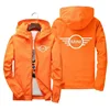 Men's Hooded Bomber zipper Jacket, Latest Mini Cooper pattern Print, Xipper Casual Windbreaker, Fashion Car, Spring and autumn 2