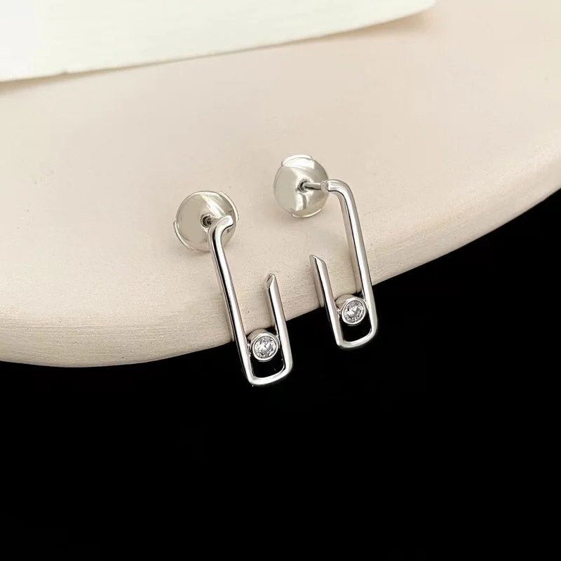 

New fashion mobile zircon earrings Original high-quality logo Exquisite women's holiday gift