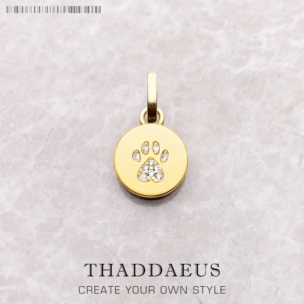 Disc Cute Little Cat Paw Pendant 925 Sterling Silver For Women Pet silver pendant