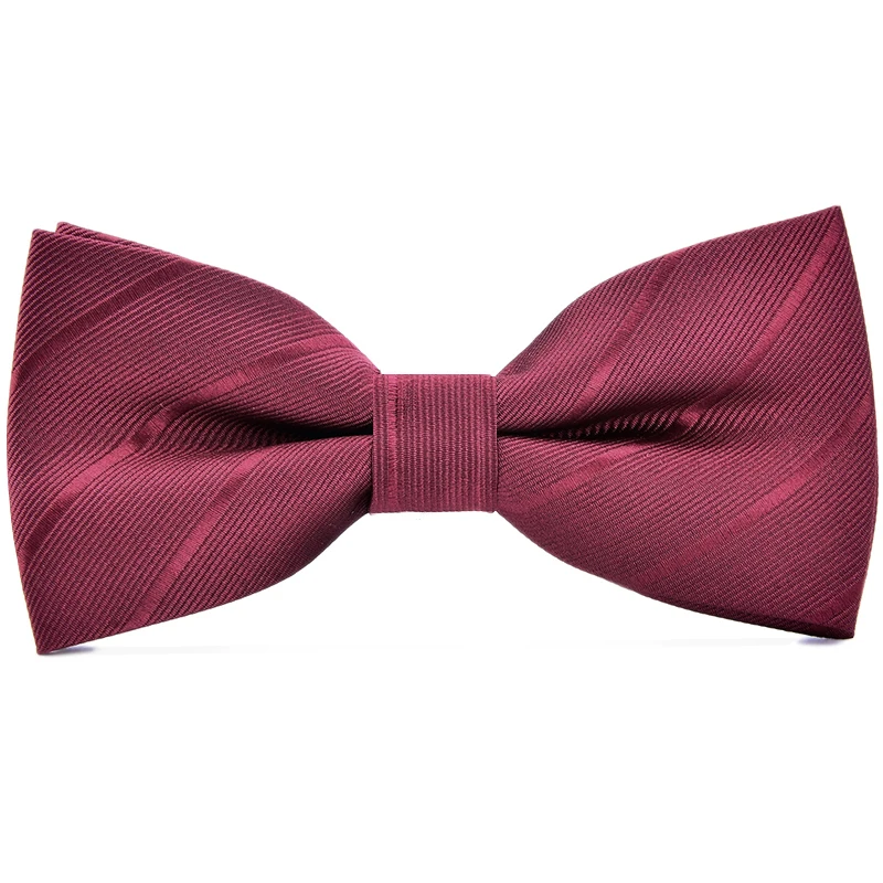 Men's Pure Color Striped Double Bow Tie - Elegant Fashion Accessory