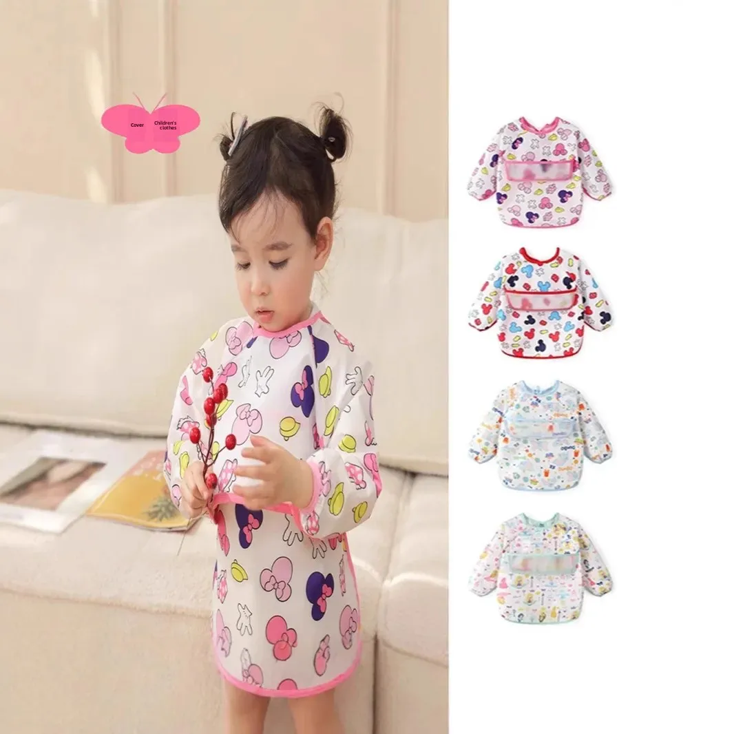 New Waterproof Long Sleeve Baby Feeding Smock Overall Eating Clothes Toddler Anti-Reverse Clothing Children's Apparel Accessorie