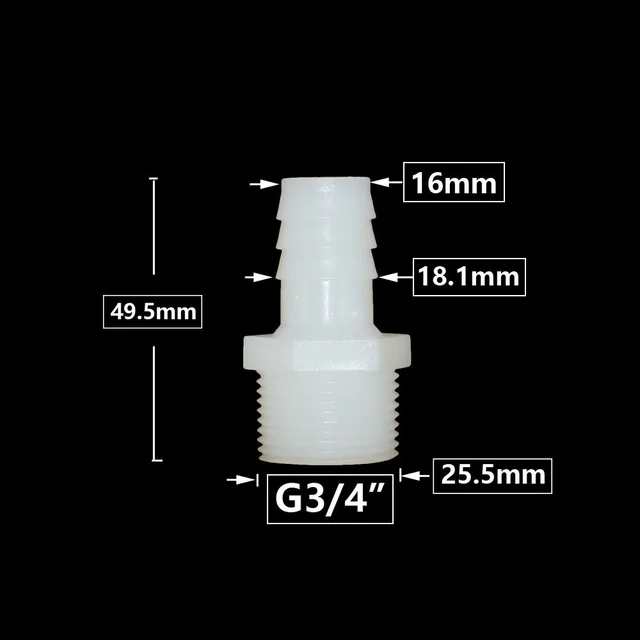3/4 Hüvelykes Szál A Barb -Hoz 10/12/11/16/18/25 Mm -Es Műanyag Tömlő Csatlakozó Illesztő Öntözőrendszer Csőcsatlakozó - Image 5