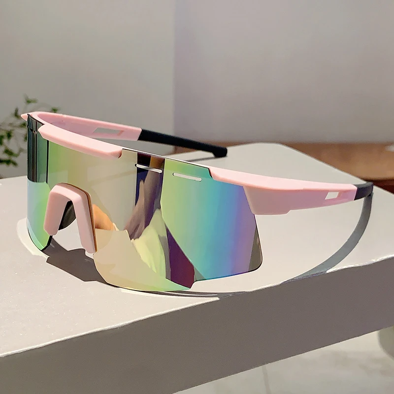 Lunettes monobloc sport pêche extérieur - Protection UV miroir oversize vélo cyclisme