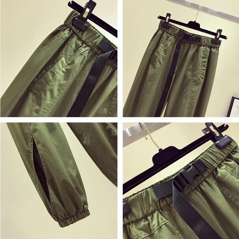 Spring Summer New Fashion High Waist Women's Clothing Pockets Solid All Match Female Clothes Shrink Loose Korean Style Y2K Pants