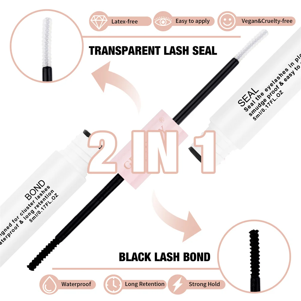 GEMERRY 10ml 2in1 Lash Bond&Seal Cluster Lash Glue for DIY Eyelash Extension Long Retention Waterproof Glue for Lash Clusters 3