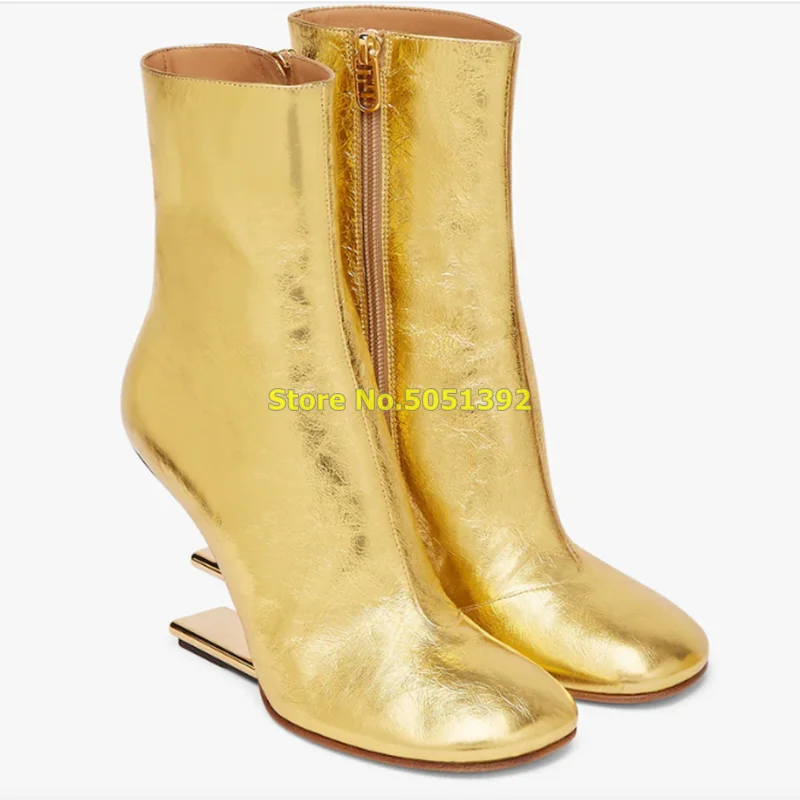 Winter New Fashion Boots Gold | Black Boots Gold Zipper | Leather Gold ...