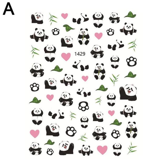 3D Manicure Stickers Bamboo Panda Bear Full Stickers Valentine's Day Gift for Nail Self-adhesive Manicure Art Decoration