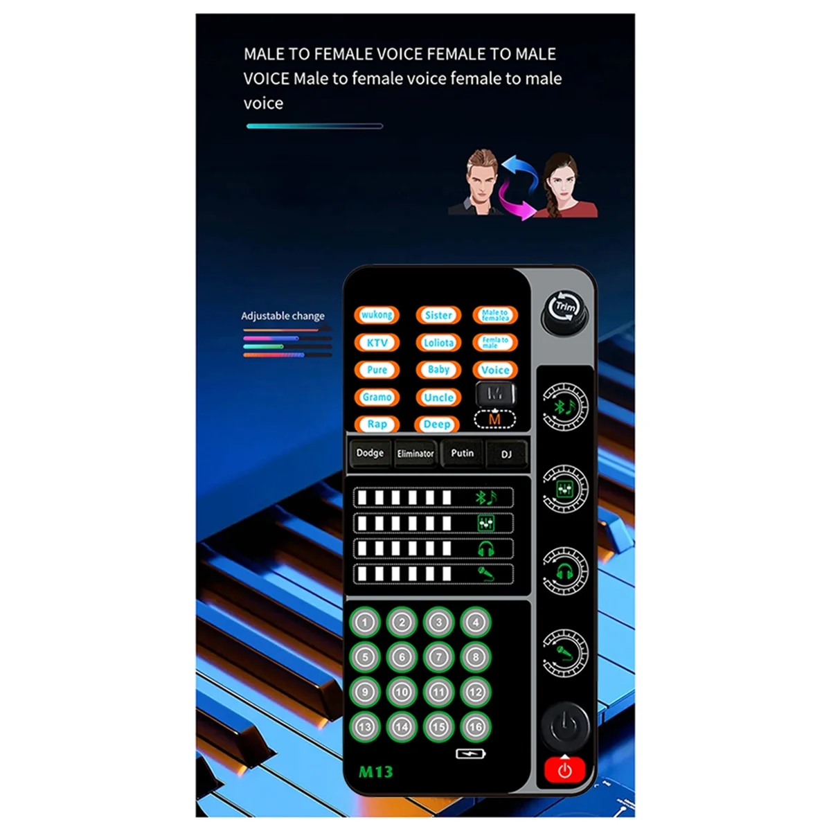 Hot sale New M13 Voice Changer,Live Voice Card Changer, Handheld Microphone Changer with BT 3.5mm Port DJ Controller