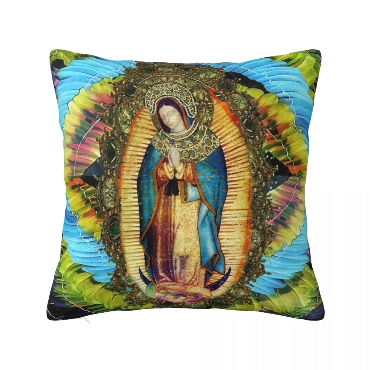 

Our Lady Of Guadalupe Mexican Virgin Mary Mexico Aztec Tilma Throw Pillow Case Cushion Covers Polyester Pillowcase Home 40x40cm