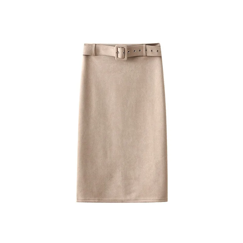 

Woolen Belt Wrap Buttocks A Line Suit Skirts for Women Y2k Streetwear High Waist Zippered Split Straight Skirt Korean Style