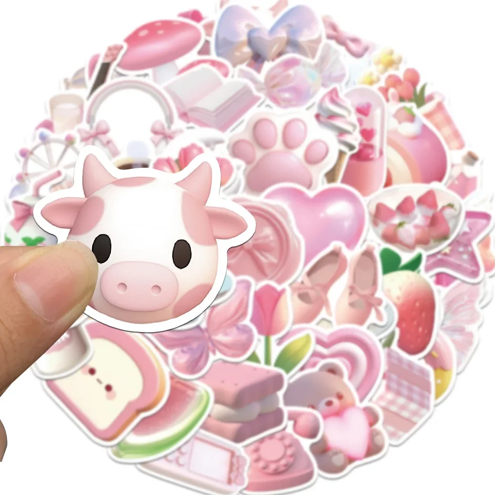 Cartoon Decorative Stickers Pink Waterproof For Luggage Laptop 10/30/50Pcs