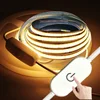 1-5M USB LED Strip Light 5V 320LEDs/M COB Touch Sensor Dimmable Lamp Tape DIY Mirror Backlight TV Kitchen Room Night Lighting 1