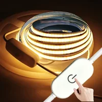 1-5M USB LED Strip Light 5V 320LEDs/M COB Touch Sensor Dimmable Lamp Tape DIY Mirror Backlight TV Kitchen Room Night Lighting 1