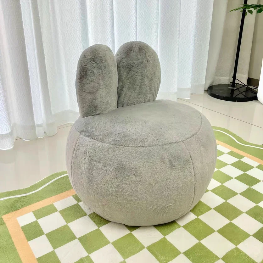 Modern Design Creative Lazy Rabbit Ears Kids Sofa Stool Wood Fabric Home Use for Living Room & Bedroom for Dining