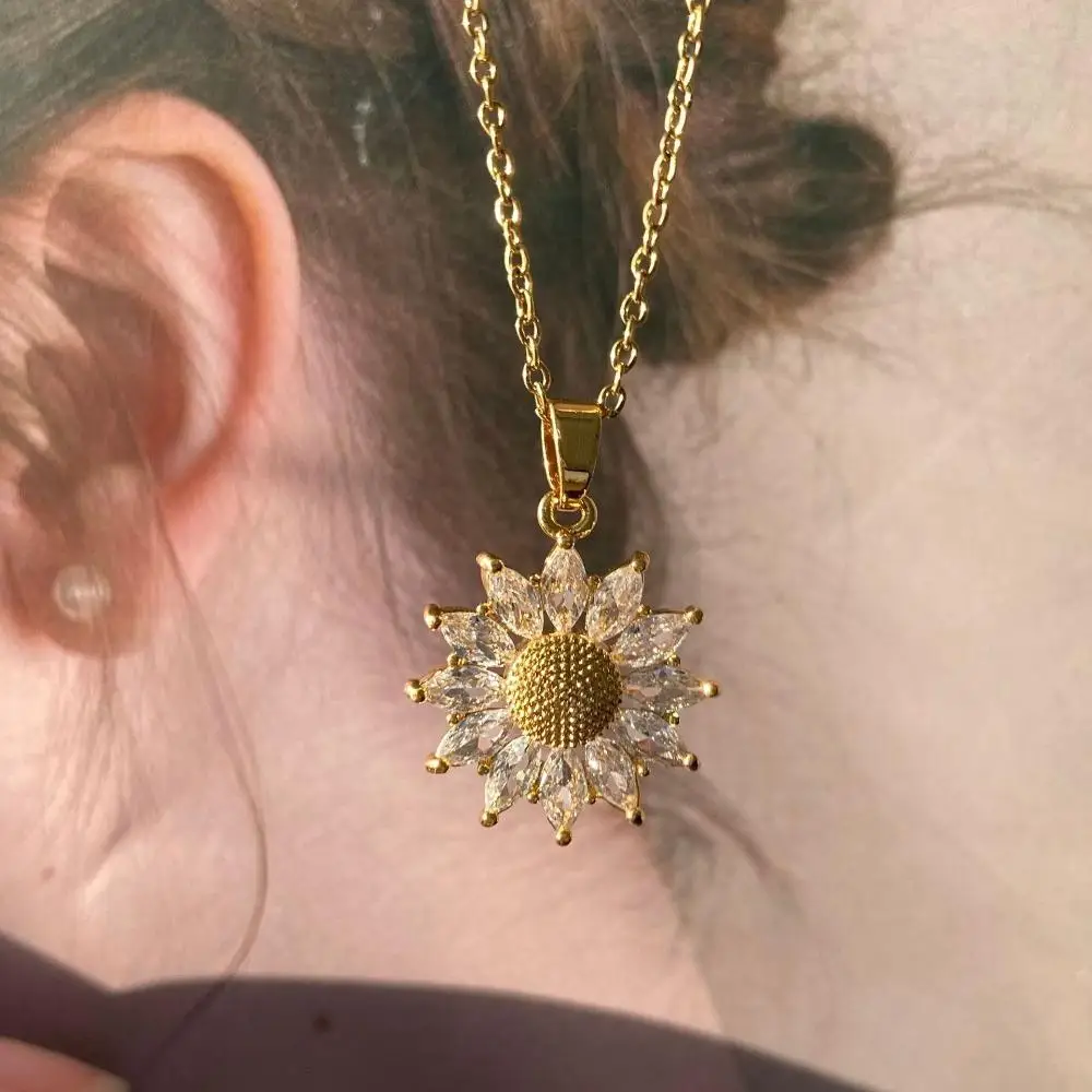 Stainless Steel Sunflower Necklace with Gift Box | Cubic Zirconia “I Love You Sunshine”... - SKU JPB00005 - UGI Packaging