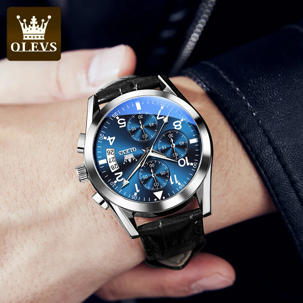 最終価格‼️モロッコより直輸入【本物】上質なベニワレン-No13 96×137 OLEVS Quartz Watch for Men Original Leather Strap Date