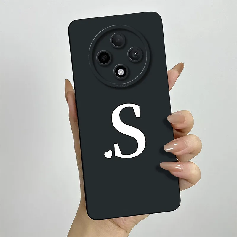 Cute Initial Letters Square Silicone Matte Shockproof Back Cover