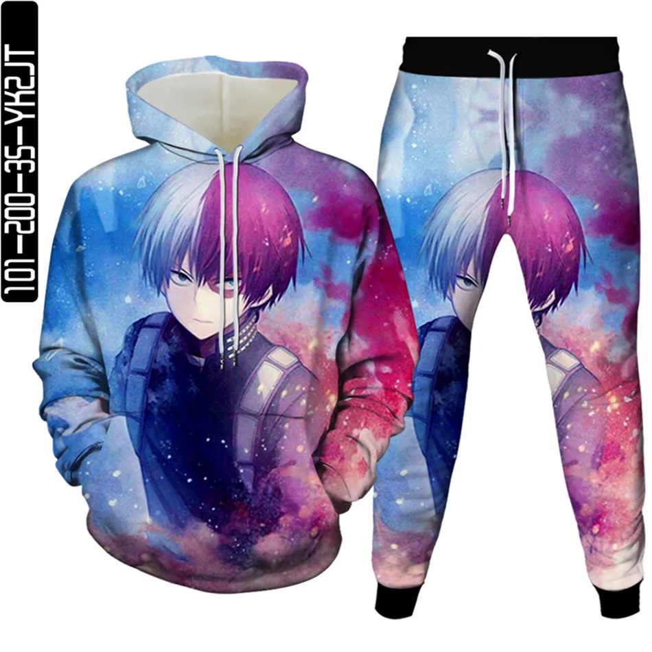 

Men Tracksuit Japanese Boku No Academia Anime Print My Hero Academy 3D Hoodies+Trousers 2pcsSet Women Casual Clothes S-6XL