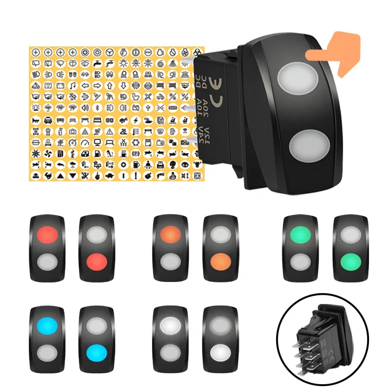 

12V Dual Lens DPDT Rocker Switch 3 Way Polarity Reverse Momentary Toggle Switch For The ARB/Carling/NARVA 4x4 Caravan Stickers