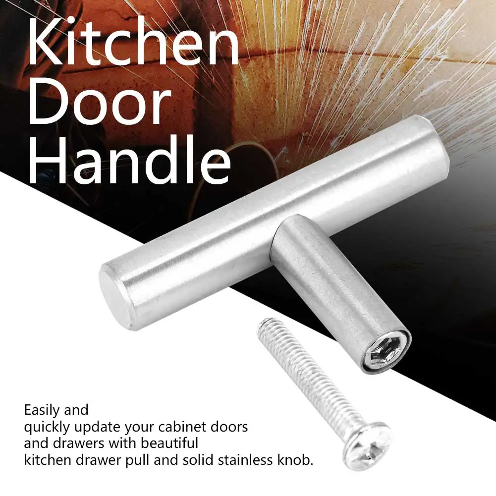 Pull Handle with Screw T-Bar Cabinet Pull Handles Knobs Kitchen Door Handle for Furniture