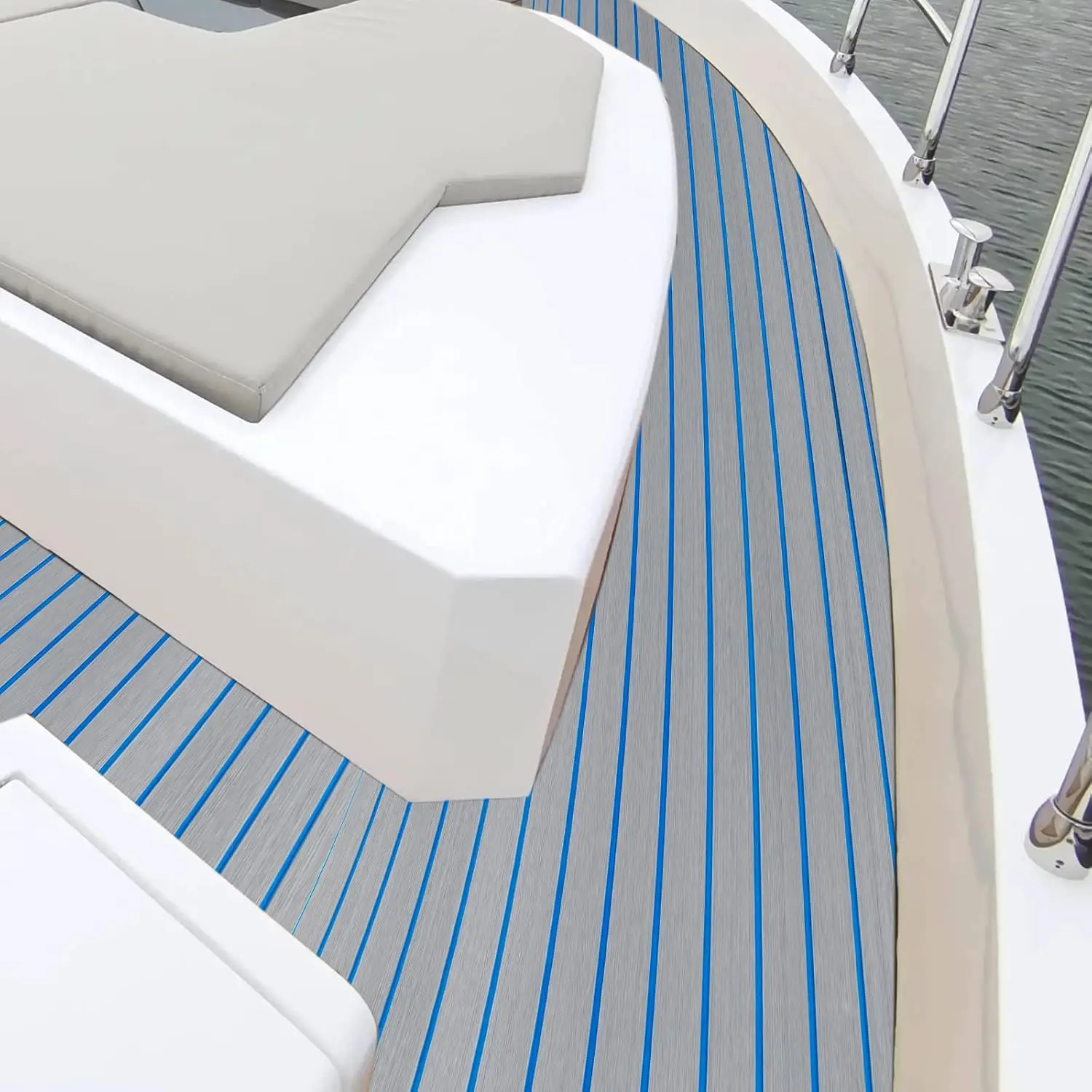 Selbstklebender Bootsboden aus Teakholz, EVA-Schaum, hellgrau, W | Blauer Bootsboden, rutschfeste Matte für Boote, Yachten, Decks, schnelles Boote, 240 x 90 cm – Detail 2
