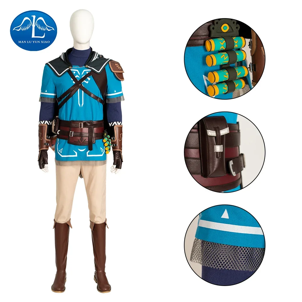 

Tears Of The Kingdom Link Cosplay Custom Full Set Link Blue Battle Suit Halloween Party Cosplay Halloween Anime Clothes For Men
