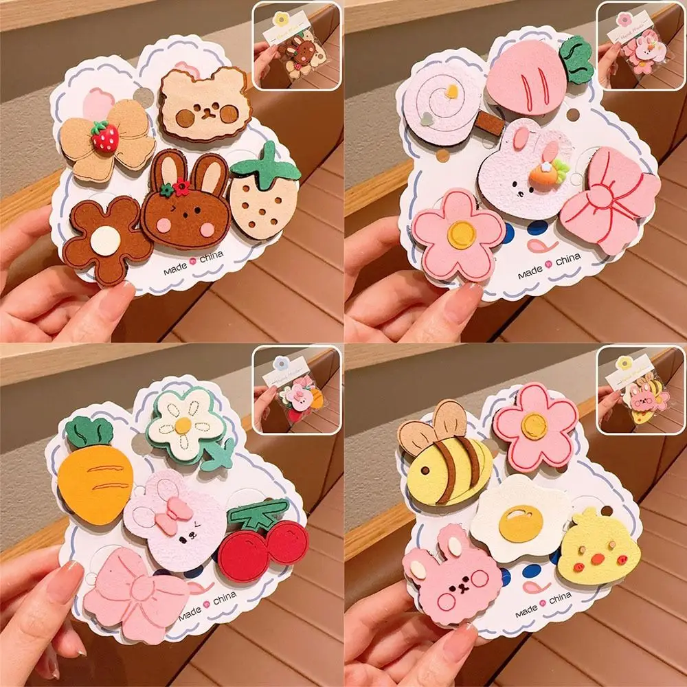 Set of 5 Cute Cartoon Hair Clips - Gentle and Reusable Bangs Accessories