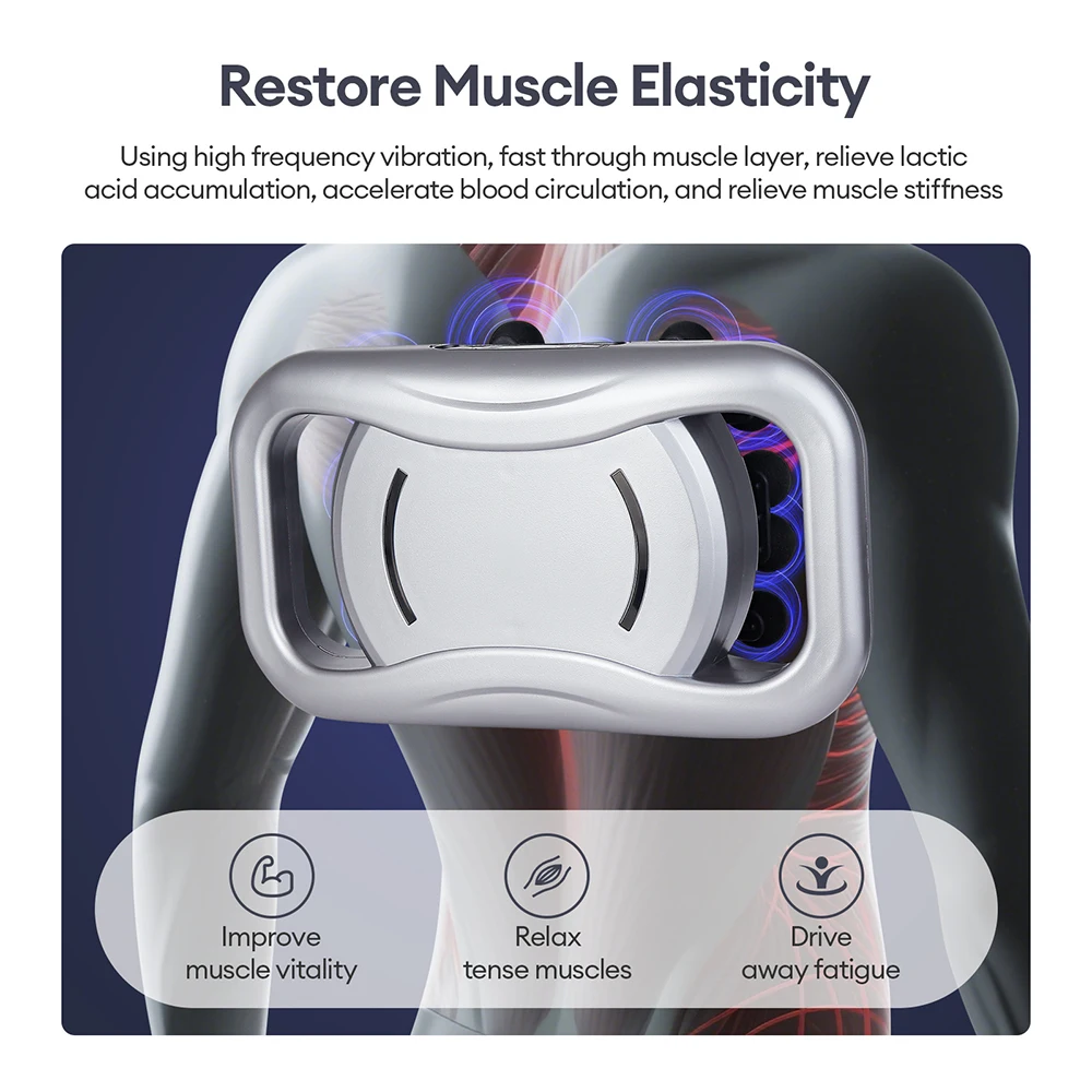 28-Heads Fascia Gun 9 Mode Vibration Massager 30mm Deep Tissue Massage Gun Back Waist Neck Shoulder Calf Massager masajeador