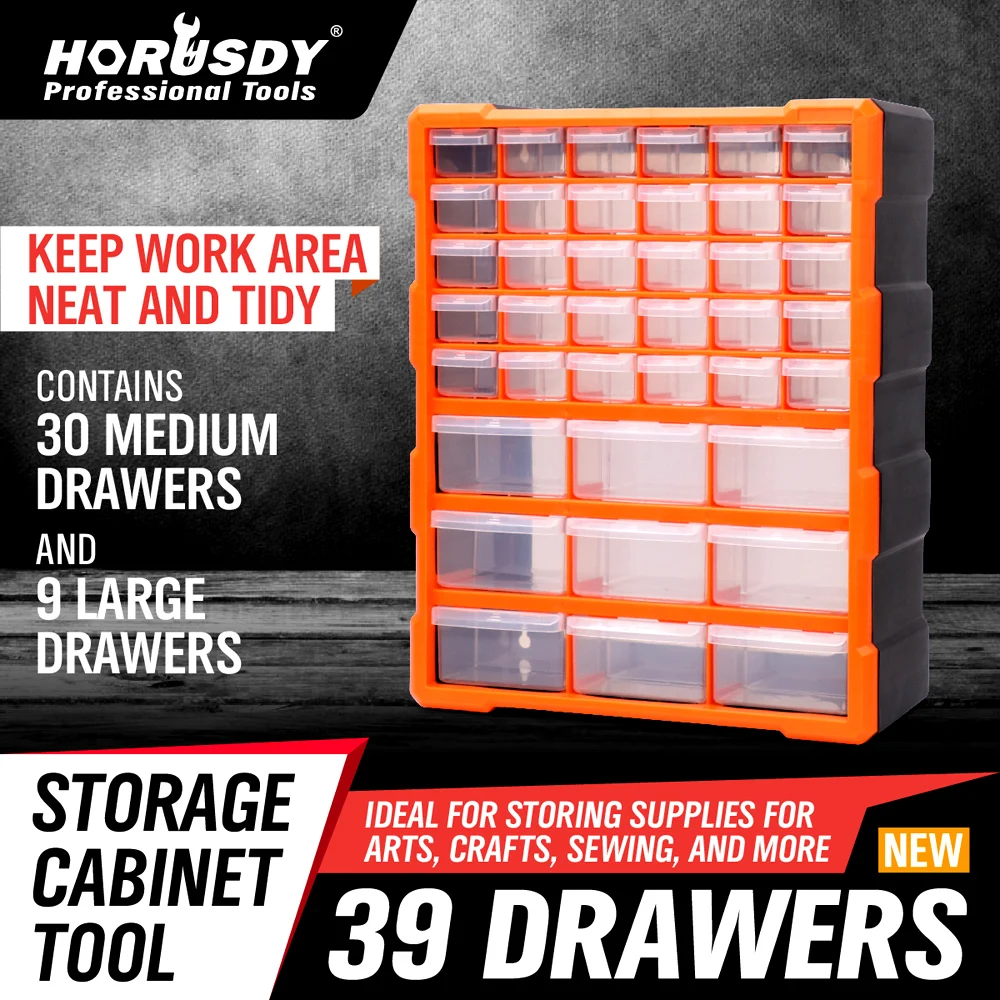 HORUSDY 39 Drawers Storage Cabinet Tool Box Bin Chest Case Plastic Organiser Divider