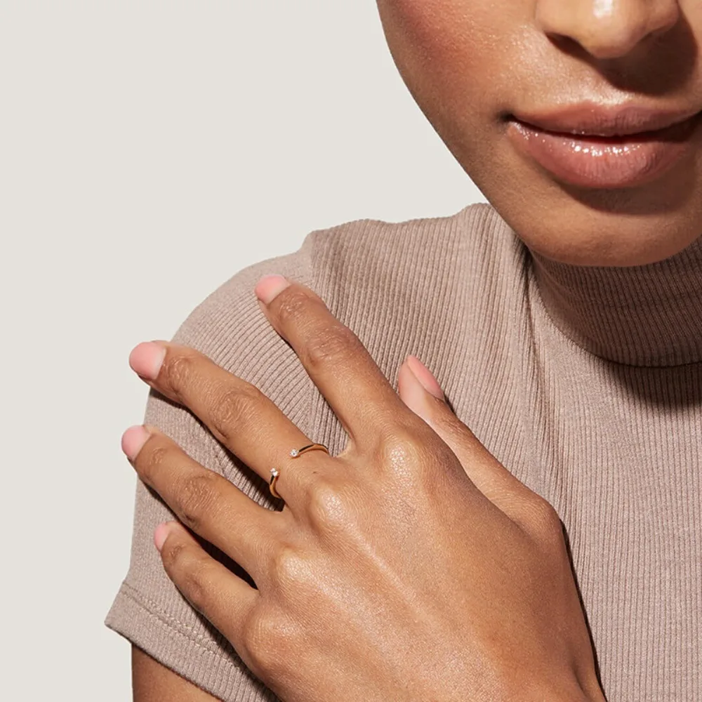 خاتم مفتوح ناعم بفص لامع