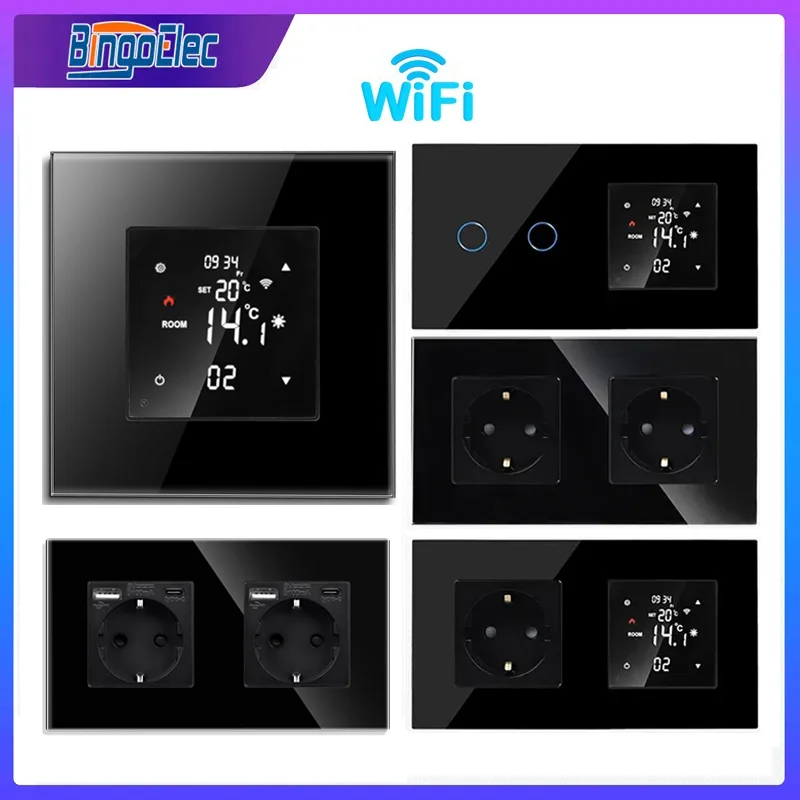 SmartThermostatLightSwitchWallSocketwithGlassWiFiThermostatsWaterElectricFloor