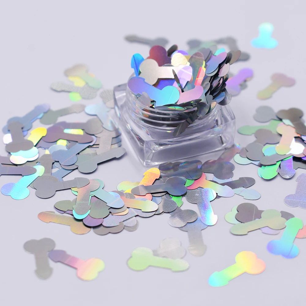 Penis Dicks Shape Holographic Glitter for Resin DIY Making Body Art Craft Makeup Decoration Accessories