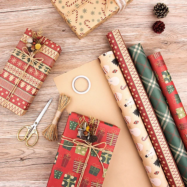 6Pcs Craft Papers Exquisite Cartoon Kraft DIY Gifts Wrapping Papers for  Party Brown Kraft Paper