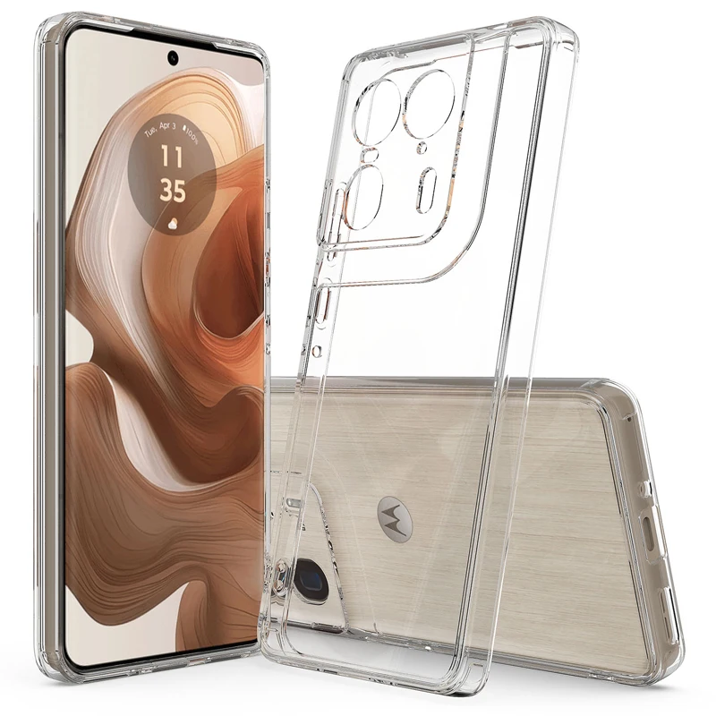 Motorola Edge 50 Ultra Shockproof Transparent Case - Hard PC Soft TPU Anti-Scratch Cover