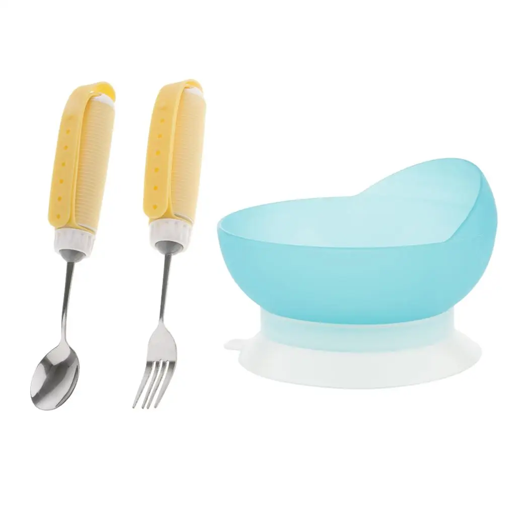 

3 Pcs Utensil Eating Aids Bowl Set for Parkinson’s