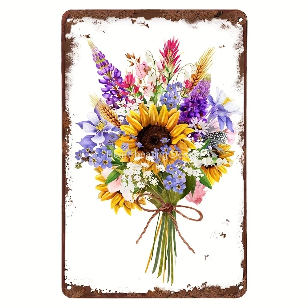 

New Retro Metal Sign Painting Flowers White Daisy with Dew Drop Vintage Tin Poster Metal Plaques for Home Living Room Decoration