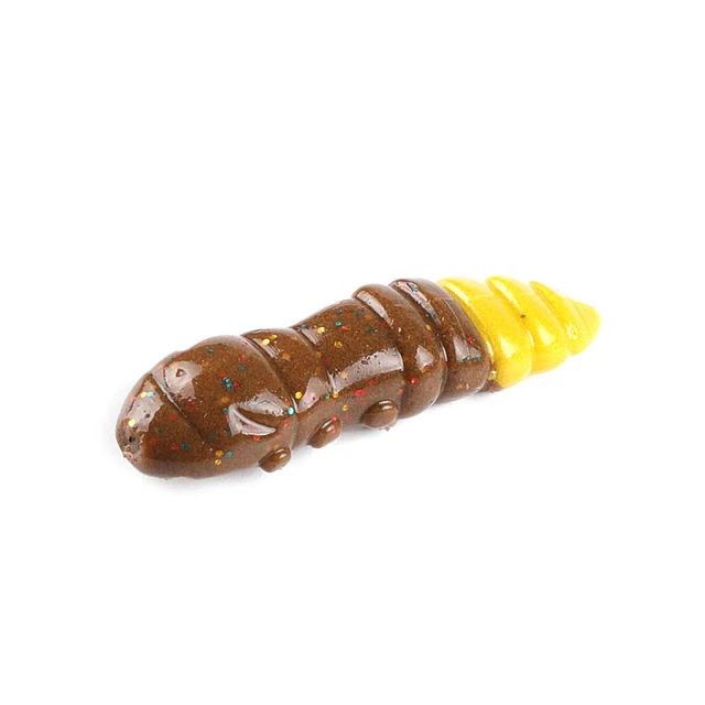 fisheng 38mm/18pcs Pupa Soft Lures Soft Plastic Lures Larva Floating  Freshwater Swimbaits Silicone Soft Bait