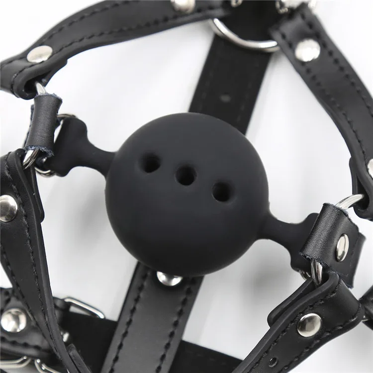 Bâillon boule en silicone avec masque crochet nasal bdsm_voghion.com