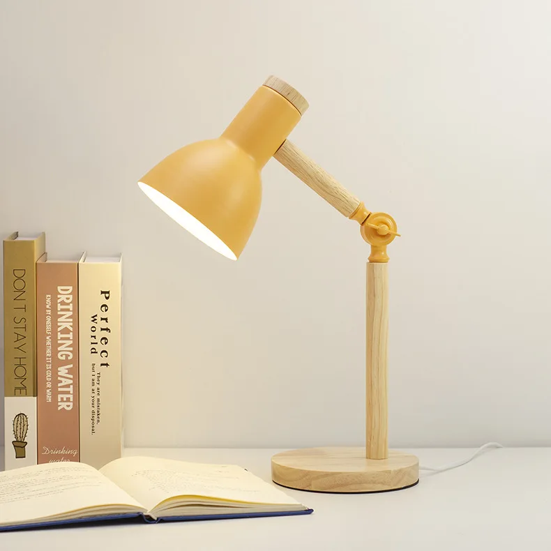 Nordic LED Desk Lamp - Wooden Iron Folding Table Lamp for Dorm & Home Office