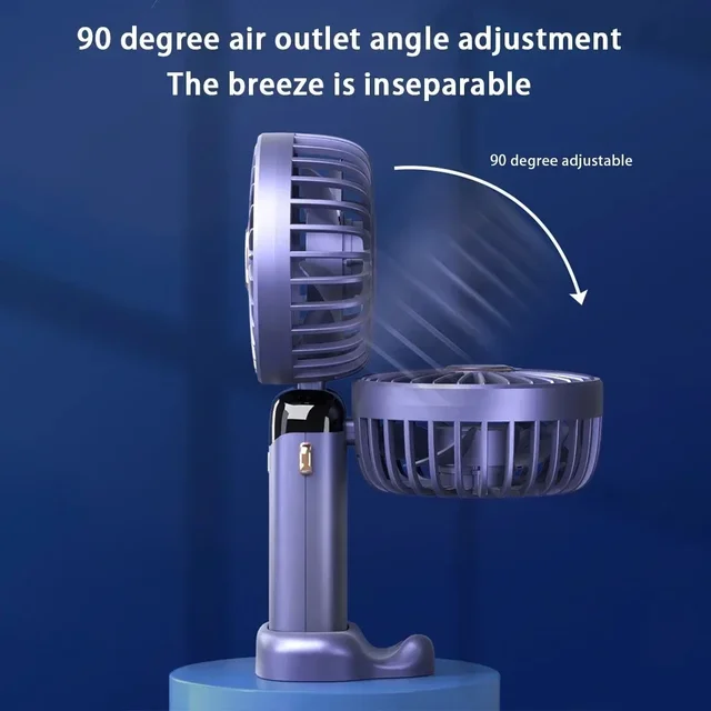 Handheld Neck Hanging USB Mini Fan Foldable Portable 5 Speed Rechargeable Fan With Phone Stand And LED Display Screen 4
