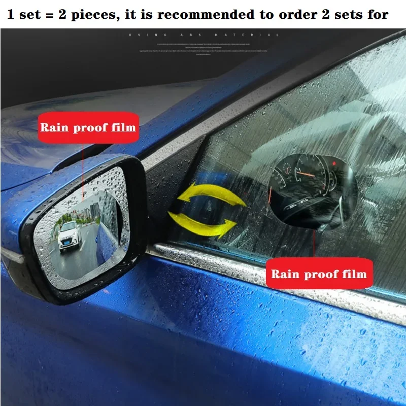 Rainproof Sticker 2PC Car Rearview Mirror Protective Anti Fog Waterproof Window Transparent