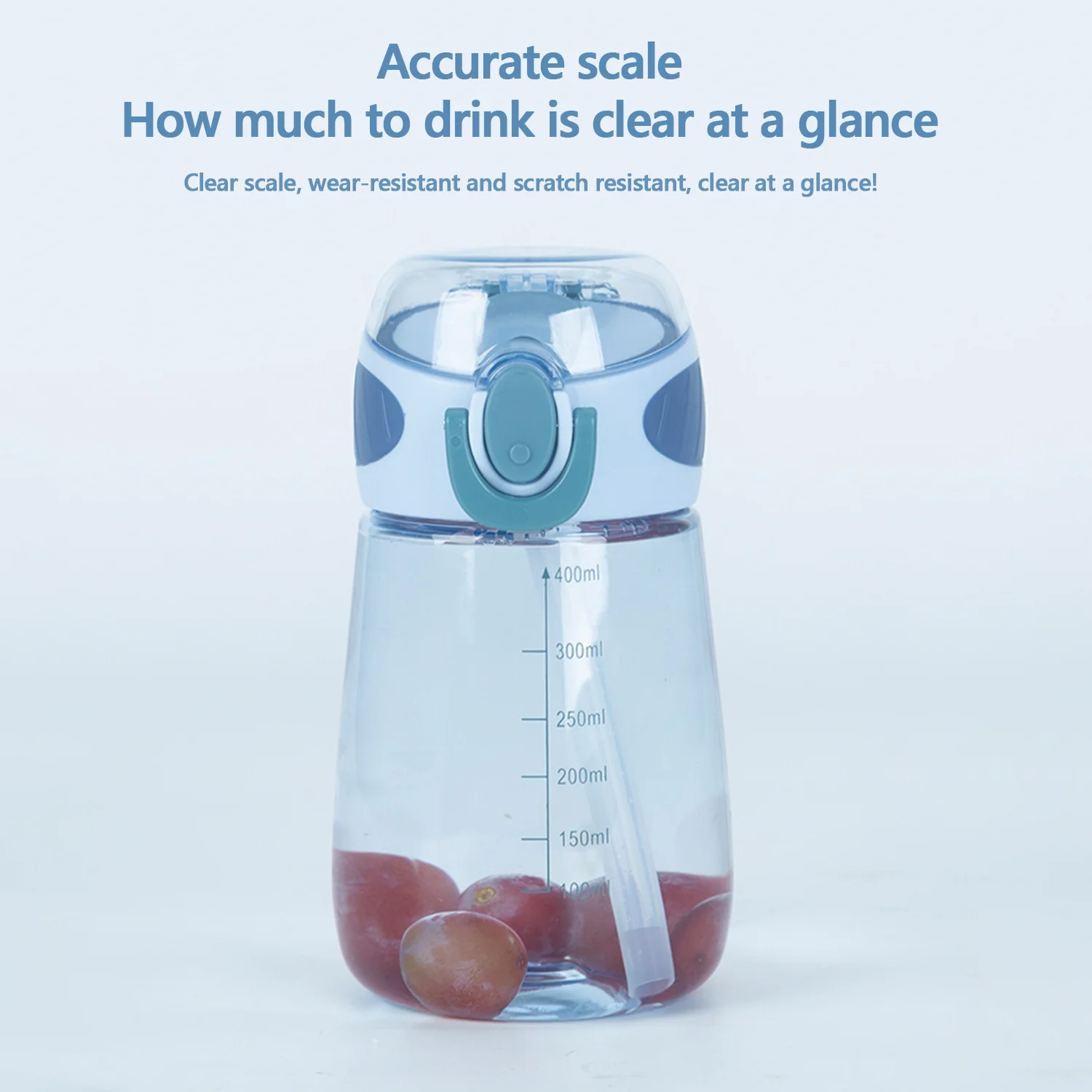 1pc 400ml children's transparent outdoor sports water cup, straw, camping kettle, baby bottle, large capacity, drop resistance