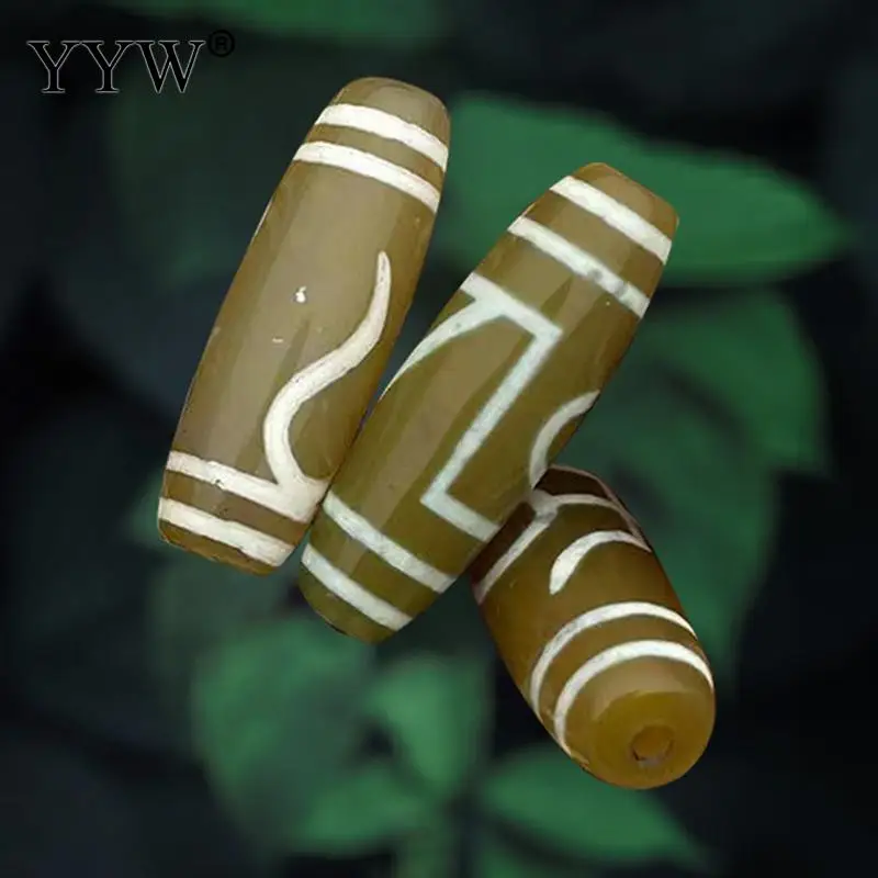 5pcs Natural Tibetan Dzi Beads Yellow Calcedony Random Pattern 40mm Chalcedony Bead For Jewelry Making Diy Bracelet Necklace