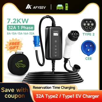 AFYEEV EV Chargeur Type 2, 3.6kw Chargeur Voiture Electrique