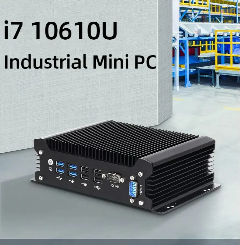 Helorpc безвентиляторный мини-ПК, Intel Core i7-10610U 2x RS232 2x GbE LAN 8x USB HDMI VGA поддержка WiFi 4G LTE Windows 10 Linux